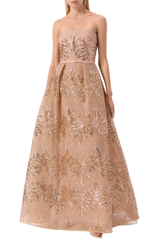 Платье с отделкой пайетками Elie Saab D0788NP25/TU015 Розовый  D0788NP25/TU015 Фото 3