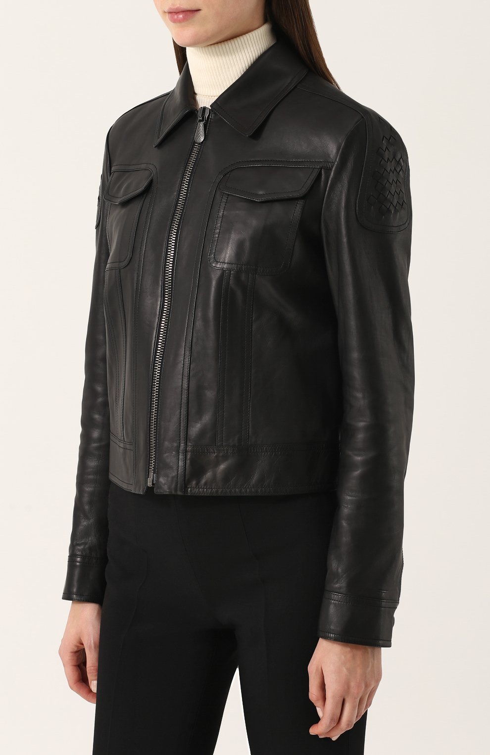 Кожаная куртка прямого кроя с отложным воротником BOTTEGA VENETA, арт. 500100/VDJS0, фото 3