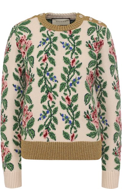 Женский шерстяной пуловер прямого кроя с круглым вырезом GUCCI, арт. 493495/X9H12