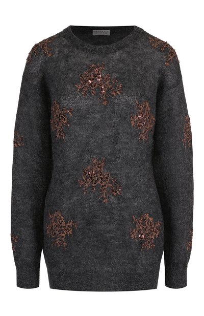 Женский вязаный пуловер с декоративной отделкой BRUNELLO CUCINELLI, арт. M1V769600
