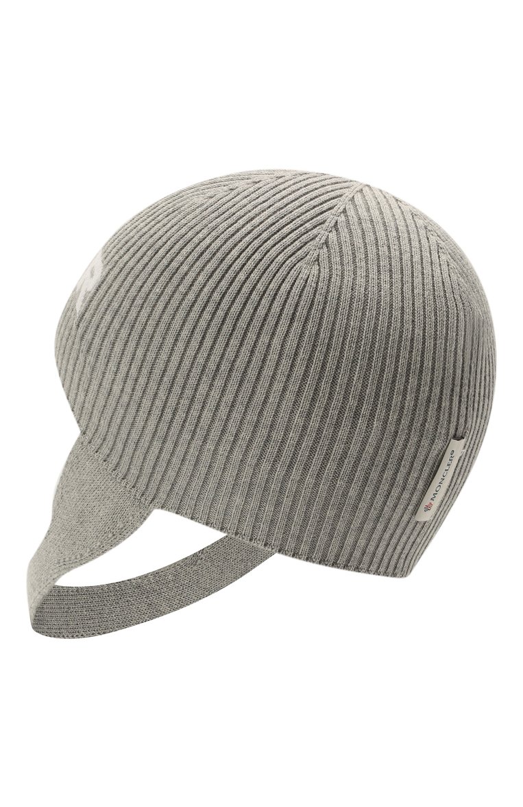 Детского хлопковая шапка MONCLER серого цвета, арт. G2-951-9Z714-00-V9217 | Фото 2 (Материал: Хлопок, Текстиль; Нос: Не проставлено)