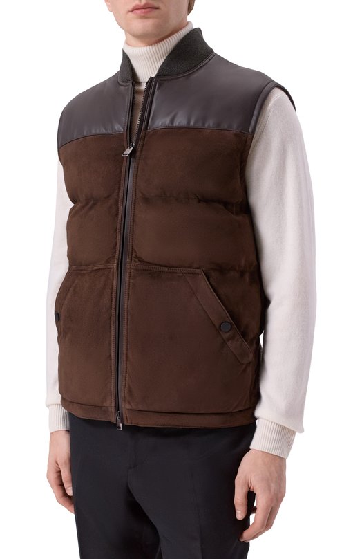 Замшевый жилет Brioni PUF60L/0D701 Коричневый  PUF60L/0D701 Фото 3
