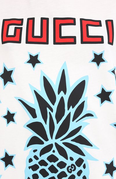 Хлопковая футболка GUCCI белого цвета по цене 29300 руб., арт. 615044/XJCRE, фото 5 Хлопковая футболка GUCCI, арт. 615044/XJCRE, фото 5