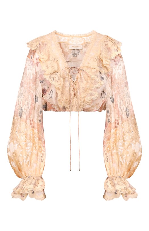 Блузка изо льна и шелка Zimmermann 7117TC261 Кремовый 7117TC261
