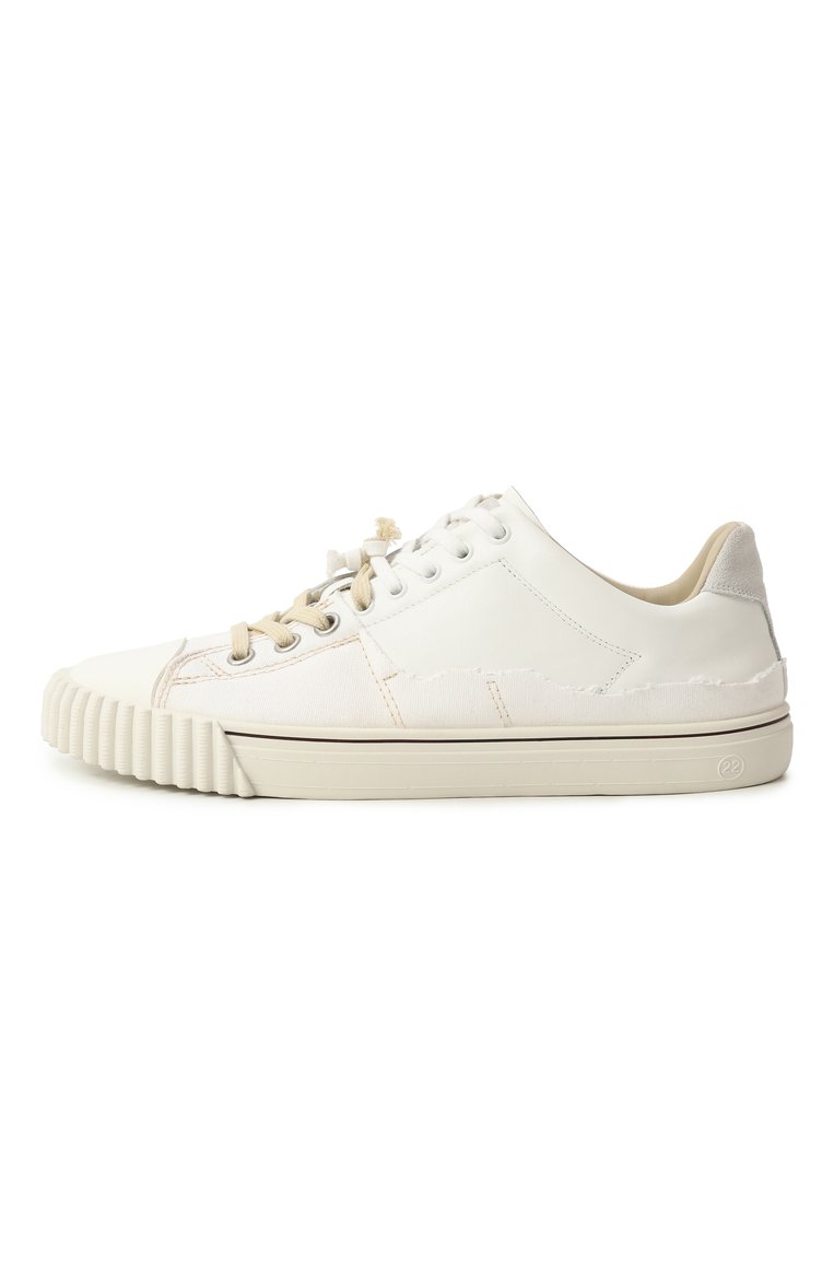 Мужские комбинированные кеды evolution MAISON MARGIELA белого цвета, арт. S57WS0391/P5063 | Фото 4 (Стили: Классический; Материал внутренний: Нат�уральная кожа; Материал внешний: Натуральная кожа, Текстиль; Материал утеплителя: Без утеплителя; Кросс-КТ: Низкие; Автоматизация ТО: Проставлено; Автоматизация состава: Проставлено)