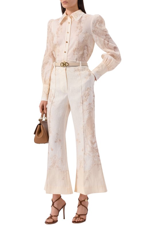 Льняные брюки Zimmermann 4068PC26R Кремовый  4068PC26R Фото 2