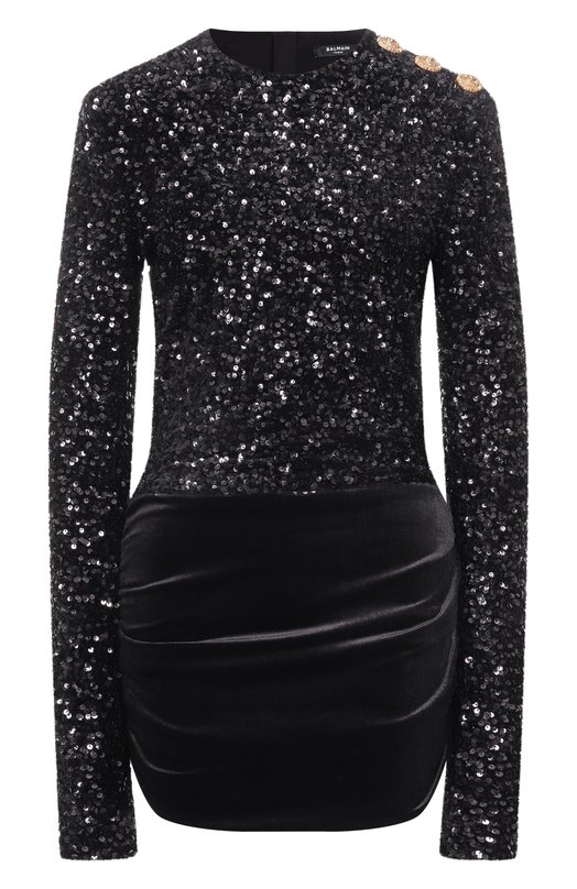 Платье с отделкой пайетками Balmain FF0R9372/MH86 Чёрный FF0R9372/MH86
