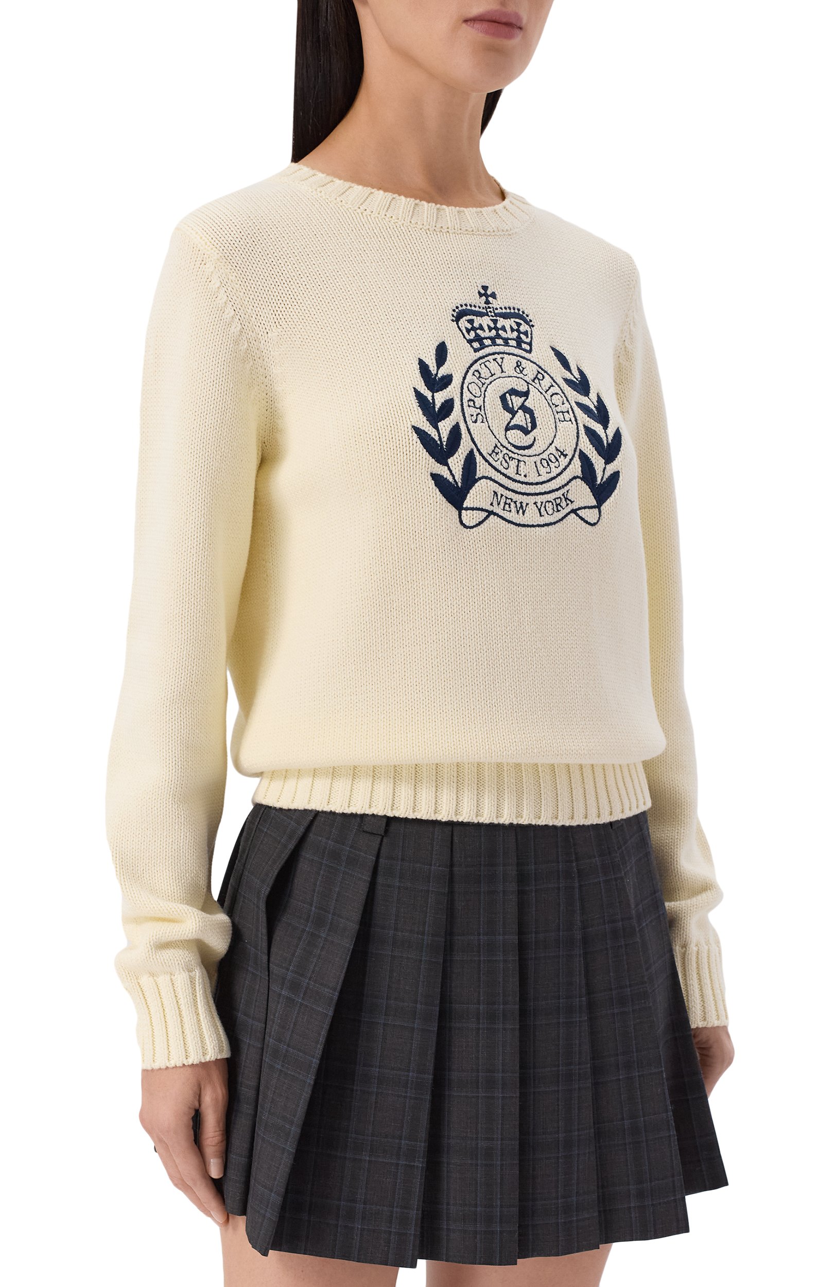 Хлопковый свитер SPORTY AND RICH, арт. WS065712243WH37, фото 3