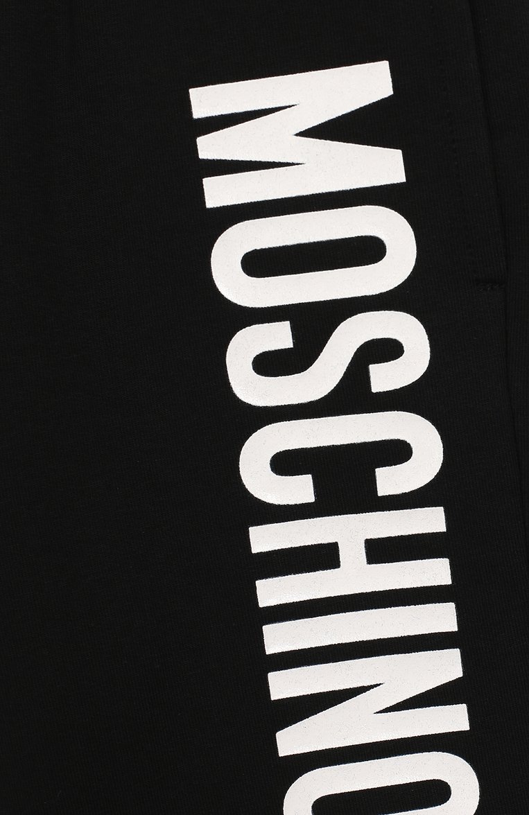 Детские хлопковые шорты MOSCHINO черного цвета, арт. HUQ007/LDA13/10A-14A | Фото 3 (Материал внешний: Хлопок; Мальчики Кросс-КТ: Шорты-одежда; Статус проверки: Проверена категория; Нос: Не проставлено)