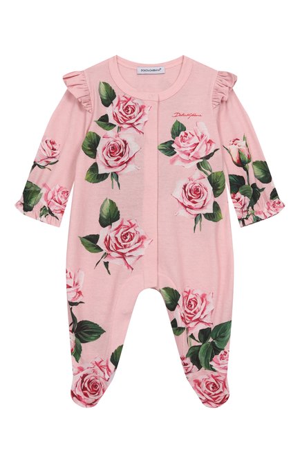 Детский комплект из трех предметов DOLCE & GABBANA розового цвета, арт. L2J03V/II7GM | Фото 2 (Материал внешний: Хлопок; Нос: Не проставлено; Материал сплава: Проставлено)