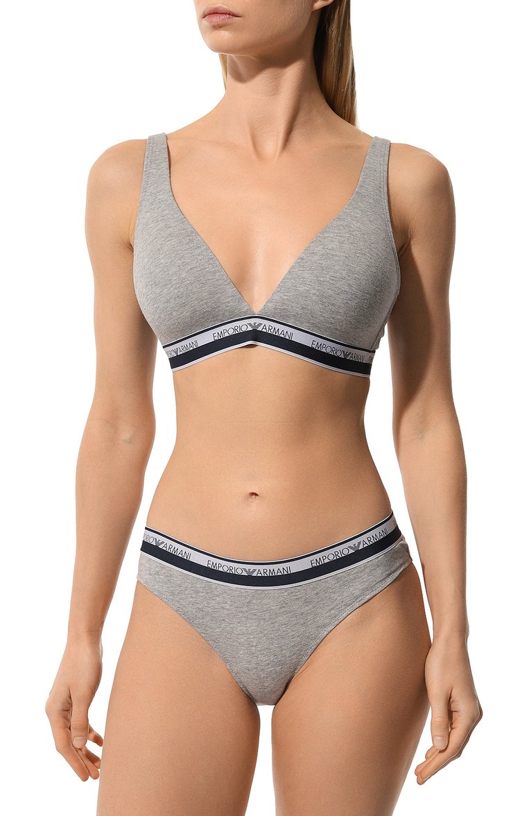 Женские комплект из двух пар трусов EMPORIO ARMANI серого цвета, арт. 163334/4R227 | Фото 2 (Нос: Не проставлено; Материал внешний: Хлопок)