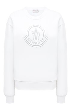 Женский хлопковый свитшот MONCLER белого цвета, арт. 8G00028809KX | Фото 1 (Рукава: Длинные; Длина (для топов): Стандартные; Материал сплава: Проставлено; Материал внешний: Хлопок; Стили: Спорт-шик; Драгоценные камни: Проставлено; Женское Кросс-КТ: Свитшот-одежда)