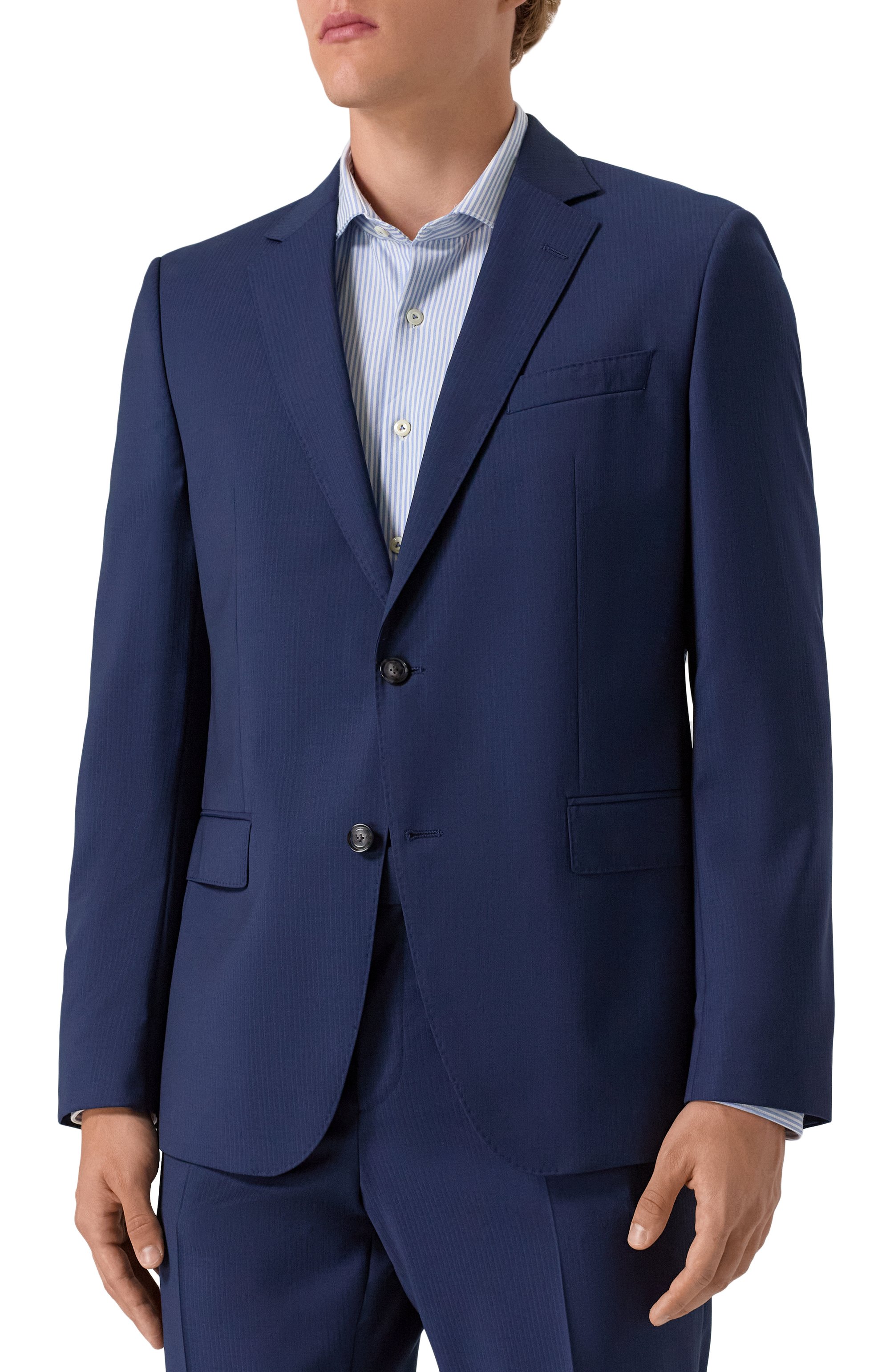 Шерстяной костюм BOSS темно-синего цвета по цене 105000 руб., арт. 50546079, фото 4 Шерстяной костюм BOSS, арт. 50546079, фото 4