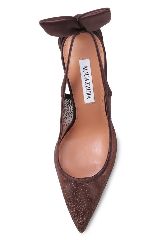 Текстильные туфли Bow Tie 105 Aquazzura DENHIGP1-SHI-ESP Коричневый  DENHIGP1-SHI-ESP Фото 6