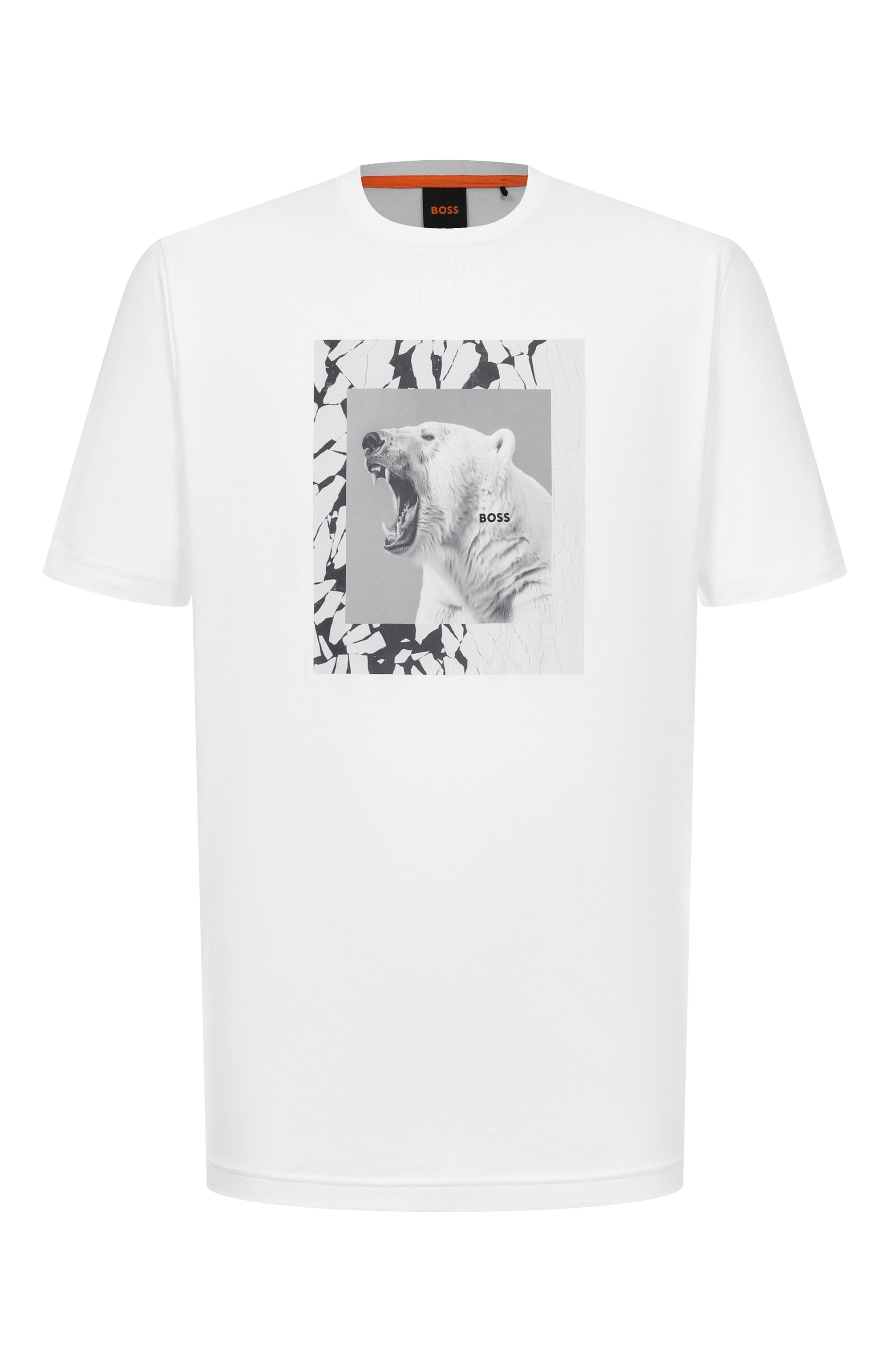 Хлопковая футболка BOSS ORANGE белого цвета по цене 8295 руб., арт. 50554615, фото 1 Хлопковая футболка BOSS ORANGE, арт. 50554615, фото 1