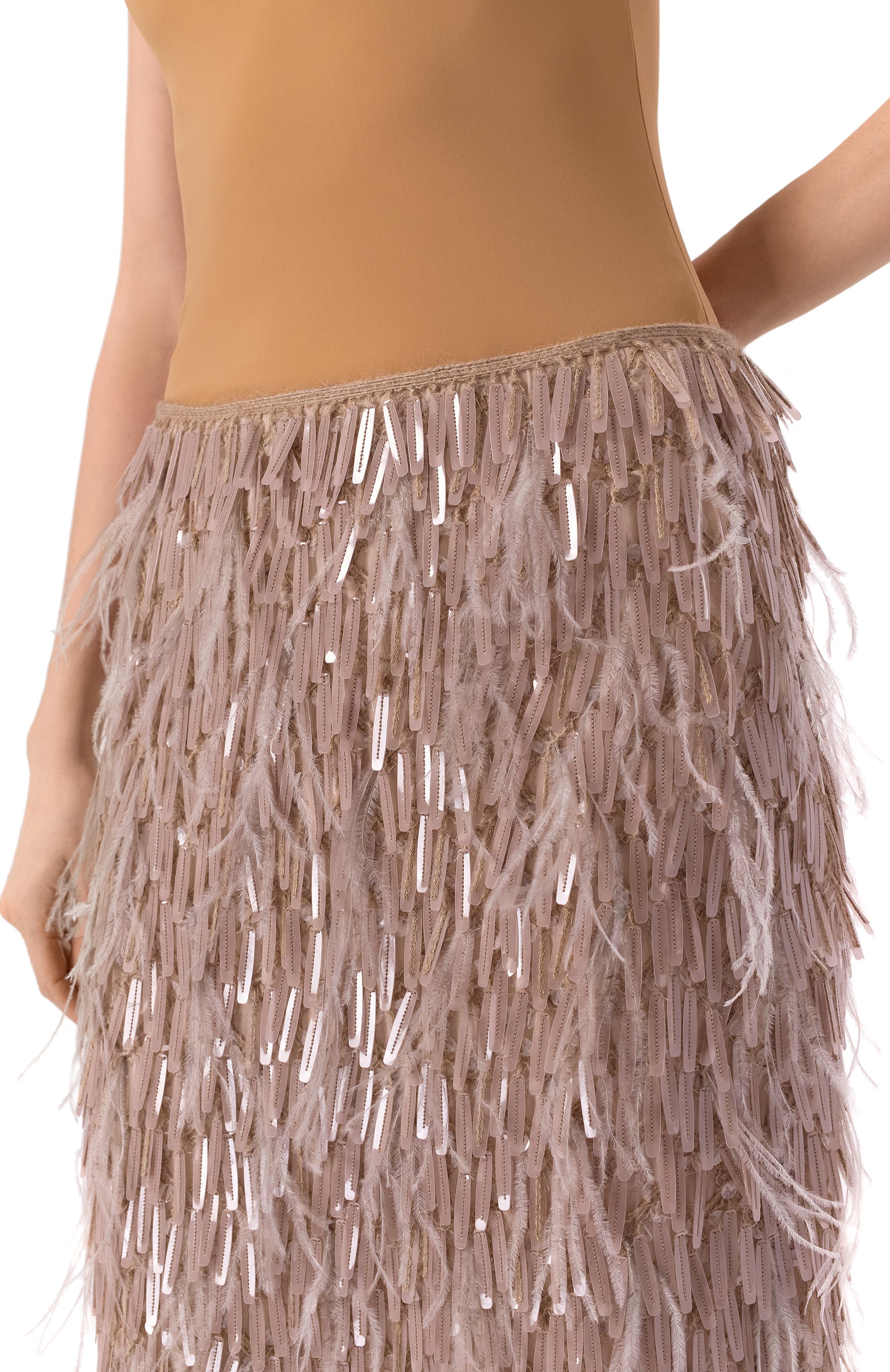 Шелковая юбка с отделкой перьями BRUNELLO CUCINELLI, арт. MF962G3723, фото 5