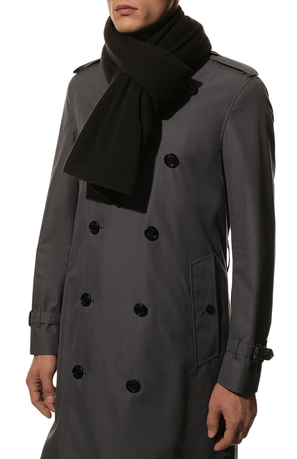 Кашемировый шарф ALLUDE темно-коричневого цвета по цене 26350 руб., арт. 225/11241, фото 3 Кашемировый шарф ALLUDE, арт. 225/11241, фото 3