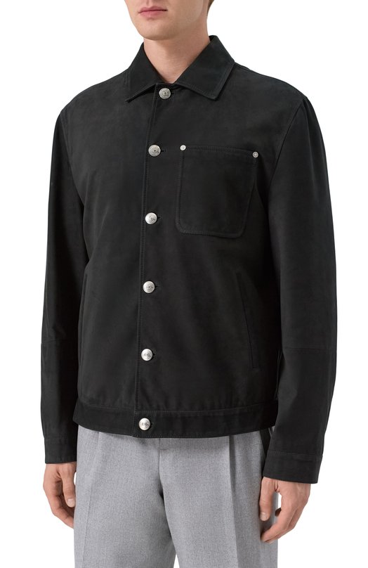 Куртка-рубашка из нубука Brunello Cucinelli MPNAB2029 Чёрный  MPNAB2029 Фото 3