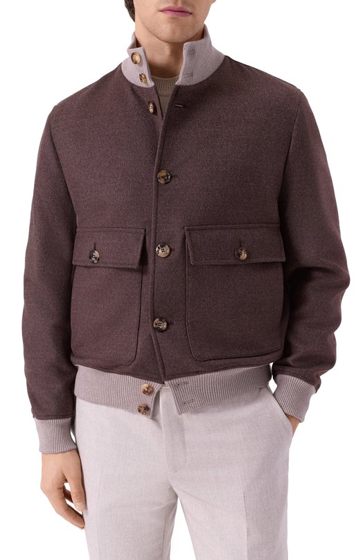 Шерстяной бомбер Brunello Cucinelli MY4966559 Коричневый  MY4966559 Фото 3