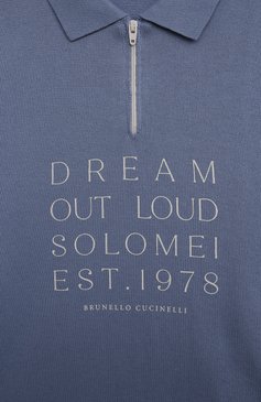 Детское хлопковое поло BRUNELLO CUCINELLI синего цвета, арт. B29M13175C | Фото 3 (Рукава: Короткие; Материал сплава: Проставлено; Материал внешний: Хлопок; Драгоценные камни: Проставлено)