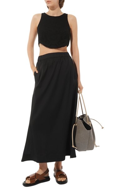 Хлопковая юбка WEEKEND MAX MARA черного цвета по цене 23410 руб., арт. RICETTA 23310101, фото 2 Хлопковая юбка WEEKEND MAX MARA, арт. RICETTA 23310101, фото 2
