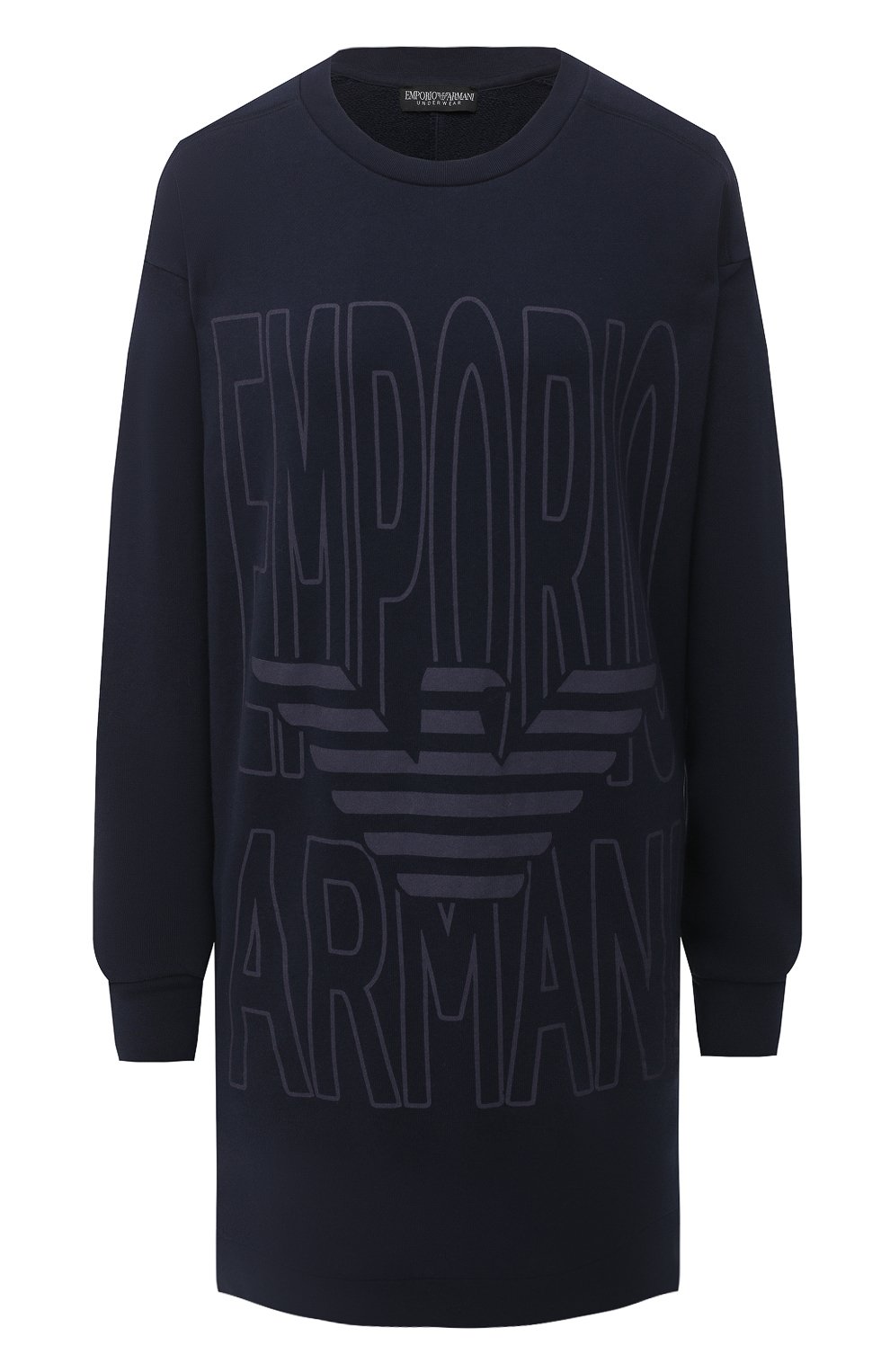 Хлопковое платье EMPORIO ARMANI темно-синего цвета по цене 21600 руб., арт. 164395/0A265, фото 1 Хлопковое платье EMPORIO ARMANI, арт. 164395/0A265, фото 1