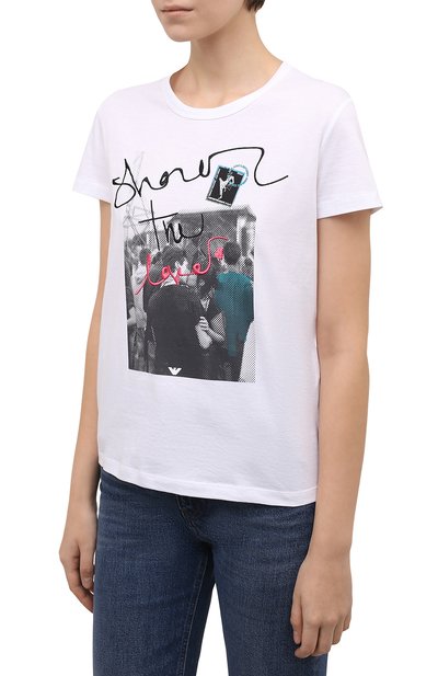 Хлопковая футболка EMPORIO ARMANI белого цвета по цене 15050 руб., арт. 3L2T7W/2J53Z, фото 3 Хлопковая футболка EMPORIO ARMANI, арт. 3L2T7W/2J53Z, фото 3