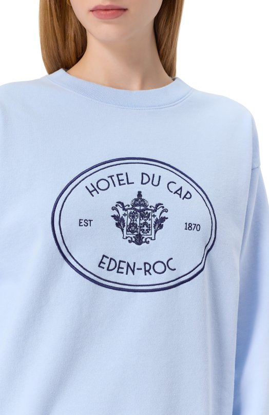 Хлопковый свитшот Sporty & Rich x Hotel Eden Roc Sporty and Rich ST07160621BL90 Голубой  ST07160621BL90 Фото 5