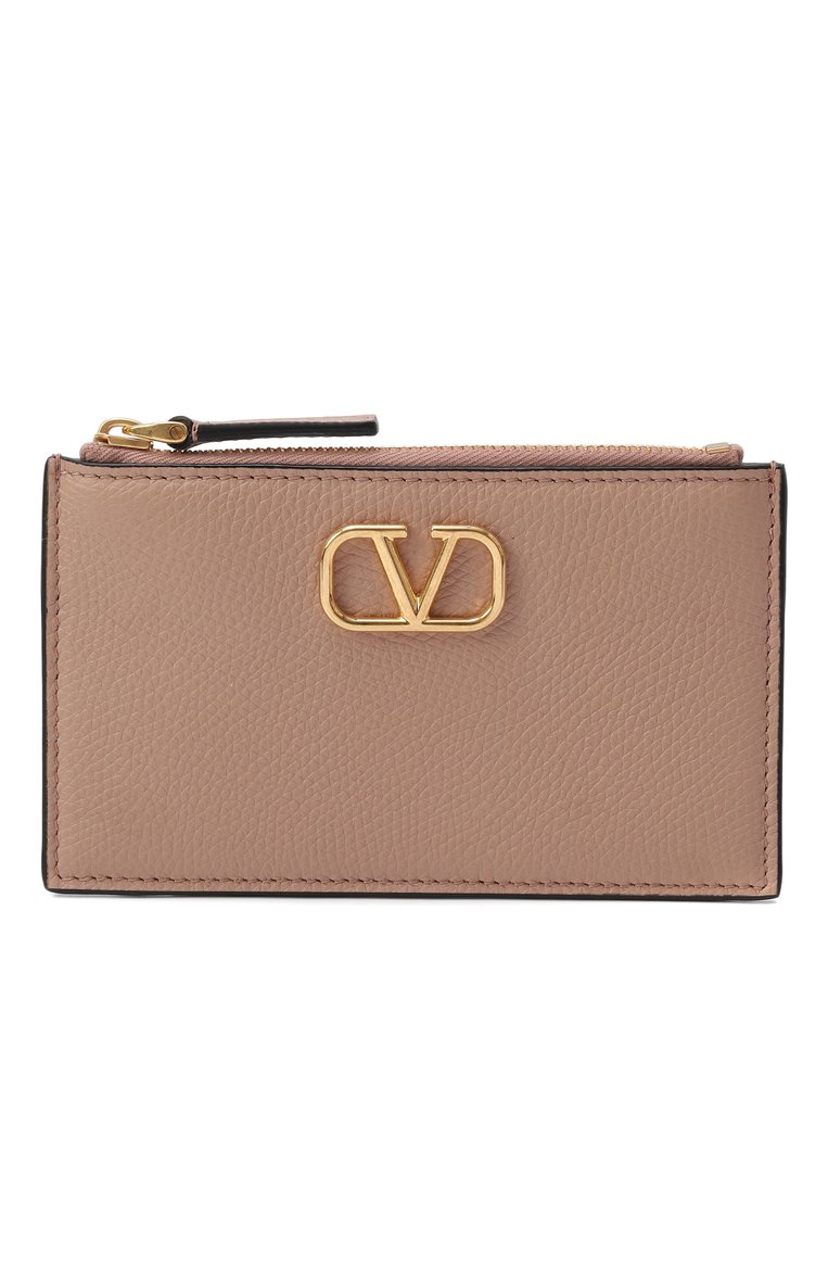 Женский кожаный футляр для кредитных карт VALENTINO бежевого цвета, арт. 6W2P0W17/SNP | Фото 1 (Материал: Натуральная кожа; Нос: Не проставлено)