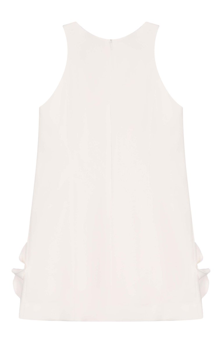 Детское платье BLUMARINE молочного цвета, арт. BFAB010.0.GA017/14A-16A | Фото 2 (Материал внешний: Синтетический материал; Материал подклада: Вискоза; Рукава: Без рукавов; Случай: Формальный; Девочки Кросс-КТ: Платье-одежда; Ростовка одежда: 16 лет | 164 см)