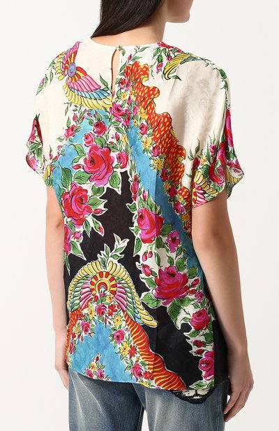 Топ из смеси вискозы и шелка с принтом GUCCI, арт. 498881/ZKP33, фото 4