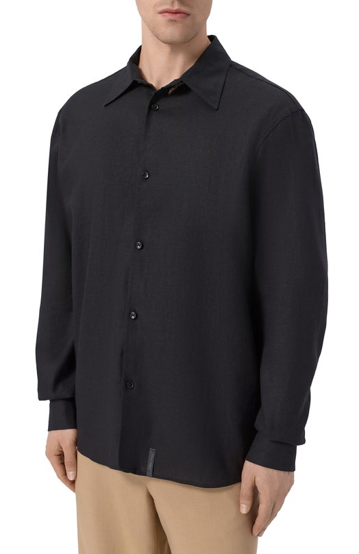 Рубашка изо льна и вискозы HINNOMINATE HMABM01549 Чёрный  HMABM01549 Фото 3