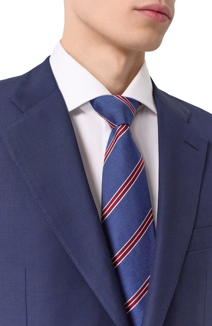Мужской шелковый галстук CORNELIANI синего цвета, арт. 25U302-2520324 | Фото 2 (Нос: Не проставлено; Материал сплава: Проставлено; Материал: Шелк, Текстиль)