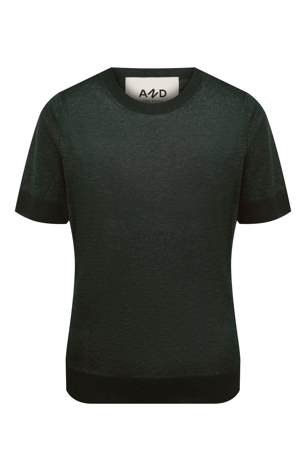 Футболка из вискозы AND THE BRAND темно-зеленого цвета по цене 23520 руб., арт. S22-TS003-1603-509, фото 1 Футболка из вискозы AND THE BRAND, арт. S22-TS003-1603-509, фото 1