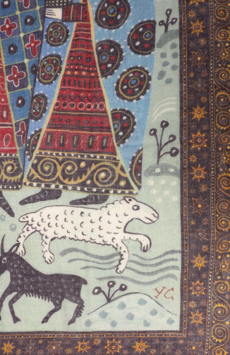 Женская кашемировая шаль рождество GOURJI разноцветного цвета, арт. 91251617/614151114 | Фото 4 (Материал: Шерсть, Текстиль, Кашемир; Нос: Не проставлено)