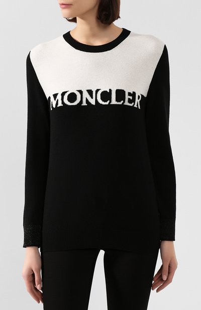 Пуловер из смеси шерсти и кашемира MONCLER черно-белого цвета по цене 49100 руб., арт. F1-093-9C702-00-A9315, фото 3 Пуловер из смеси шерсти и кашемира MONCLER, арт. F1-093-9C702-00-A9315, фото 3