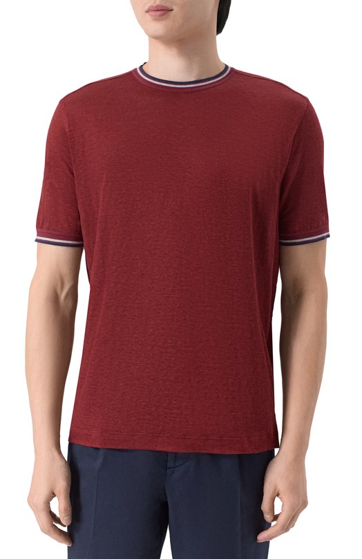 Льняная футболка Stefano Ricci K919070G10/T26104 Бордовый  K919070G10/T26104 Фото 3