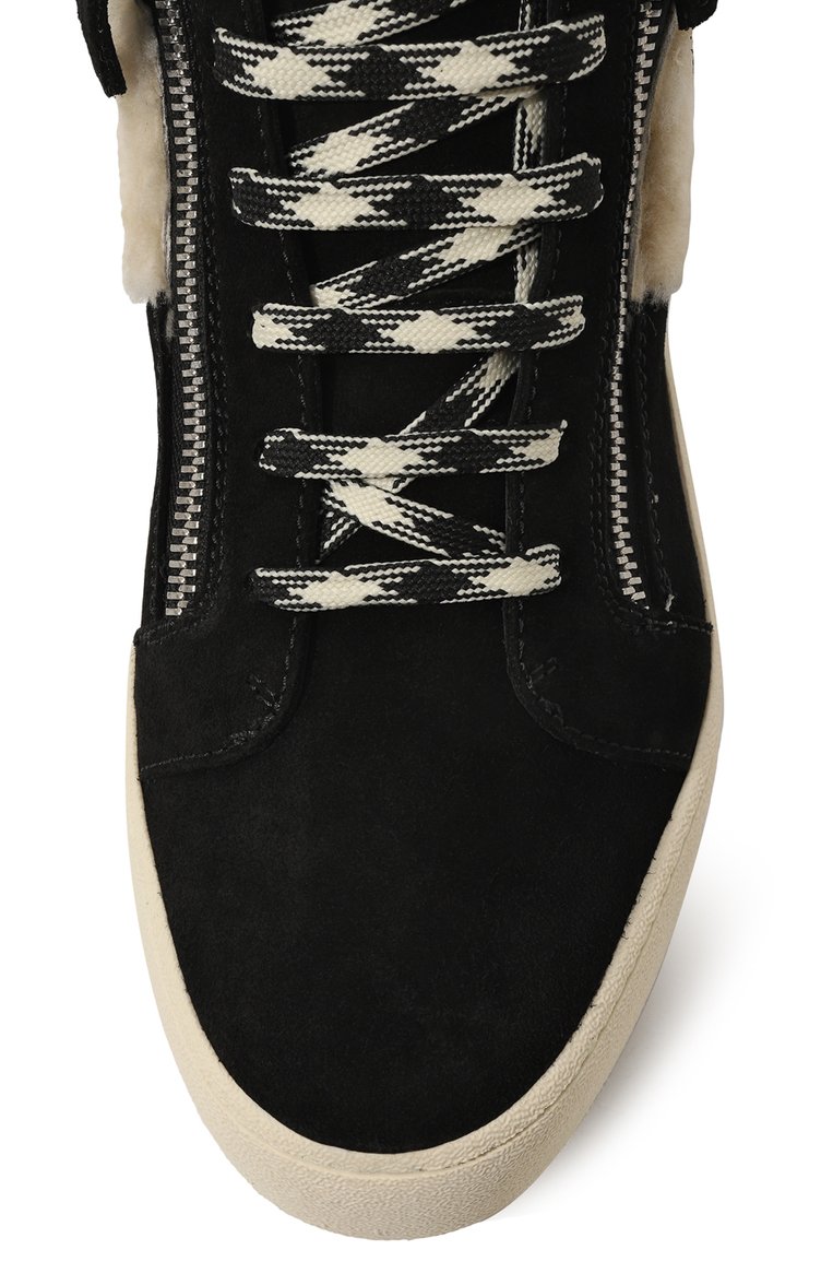 Мужские комбинированные кеды kriss ice GIUSEPPE ZANOTTI DESIGN черного цвета, арт. RU30048 | Фото 6 (Подошва: Массивная; Материал утеплителя: Натуральный мех; Стили: Классический; Материал внешний: Натуральная кожа; Кросс-КТ: Высокие)