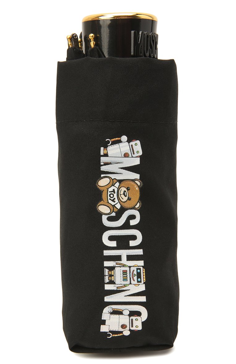 Женский складной зонт MOSCHINO черного цвета, арт. 8123-SUPERMINI | Фото 4 (Материал: Металл, Текстиль, Синтетический материал; Нос: Не проставлено; Материал сплава: Проставлено)