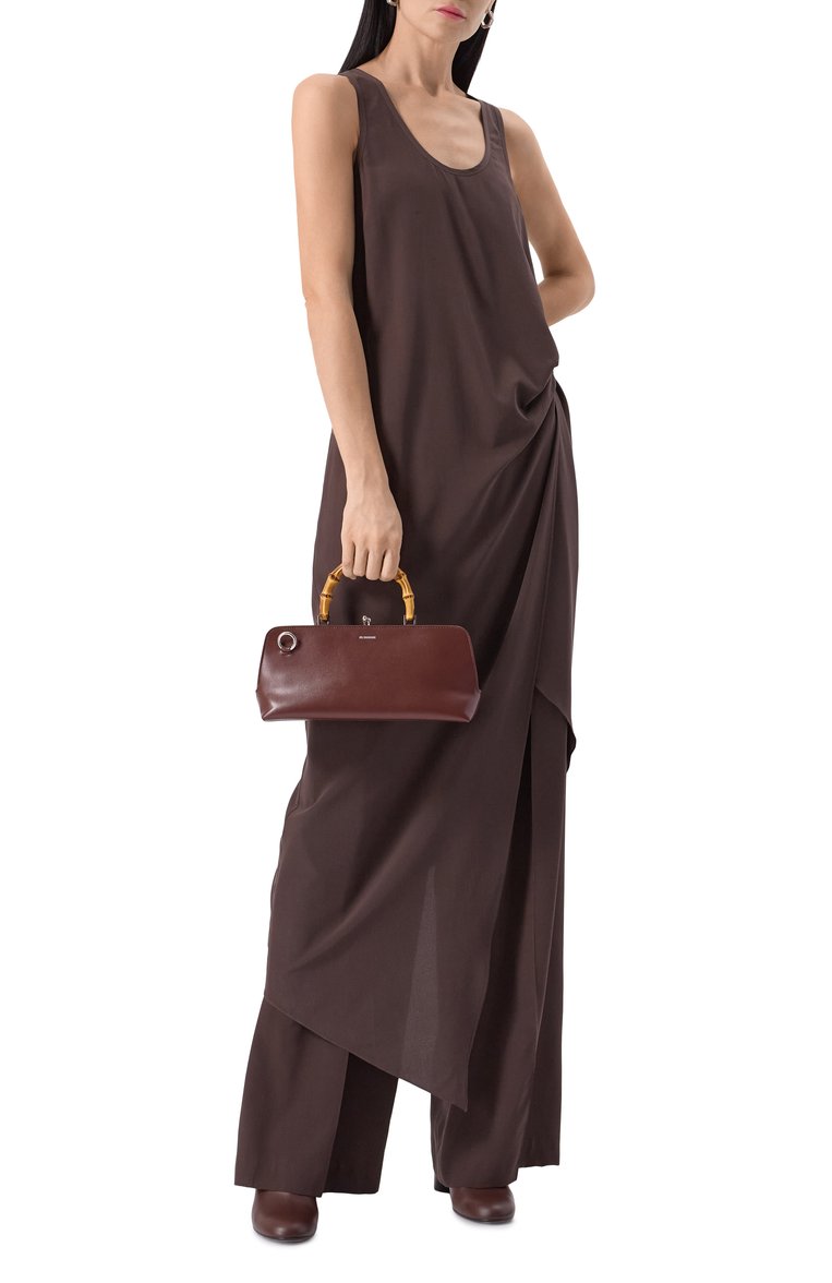 Женская сумка goji small JIL SANDER бордового цвета, арт. J07ZH0042-P5356 | Фото 7 (Ремень/цепочка: На ремешке; Размер: small; Материал: Натуральная кожа)