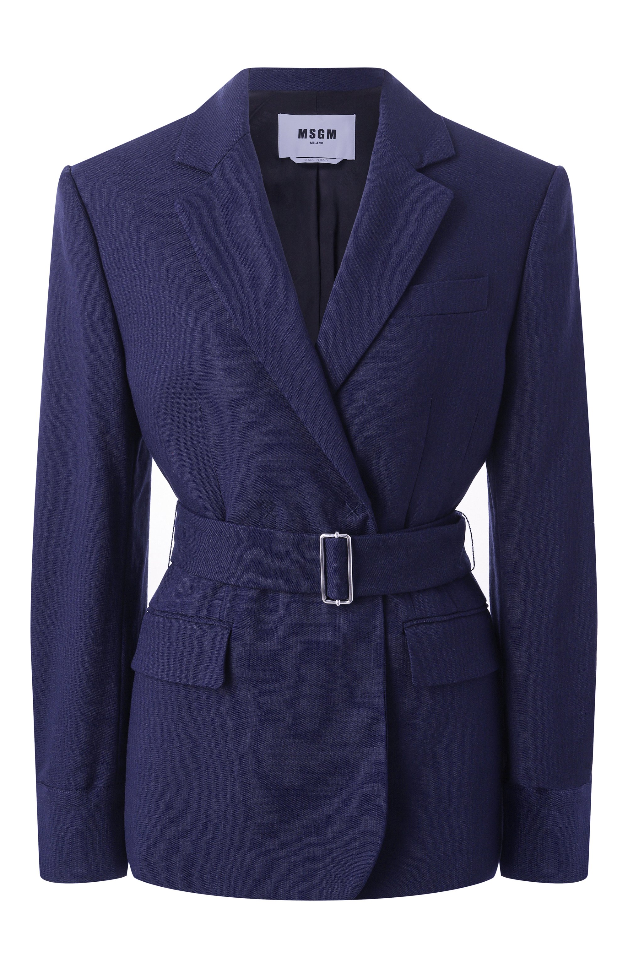 Жакет из вискозы MSGM синего цвета по цене 61900 руб., арт. 3841MDG24/257106, фото 1 Жакет из вискозы MSGM, арт. 3841MDG24/257106, фото 1