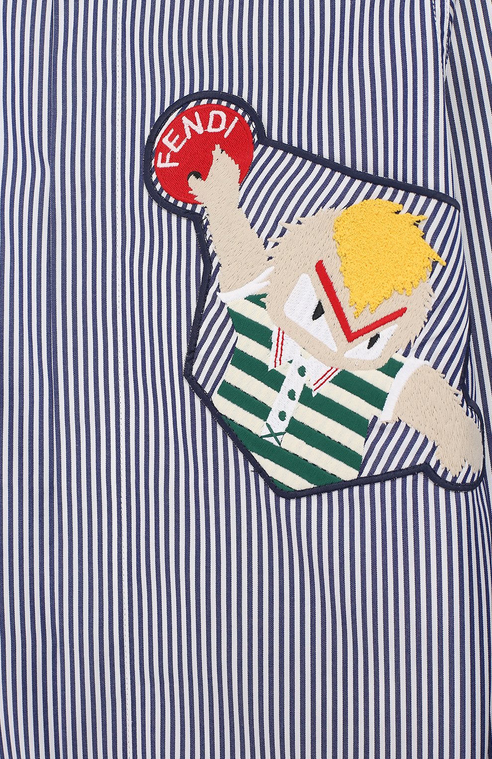 Хлопковая рубашка с нашивкой FENDI синего цвета по цене 18700 руб., арт. JMC069/A4RD/3A-5A, фото 3 Хлопковая рубашка с нашивкой FENDI, арт. JMC069/A4RD/3A-5A, фото 3