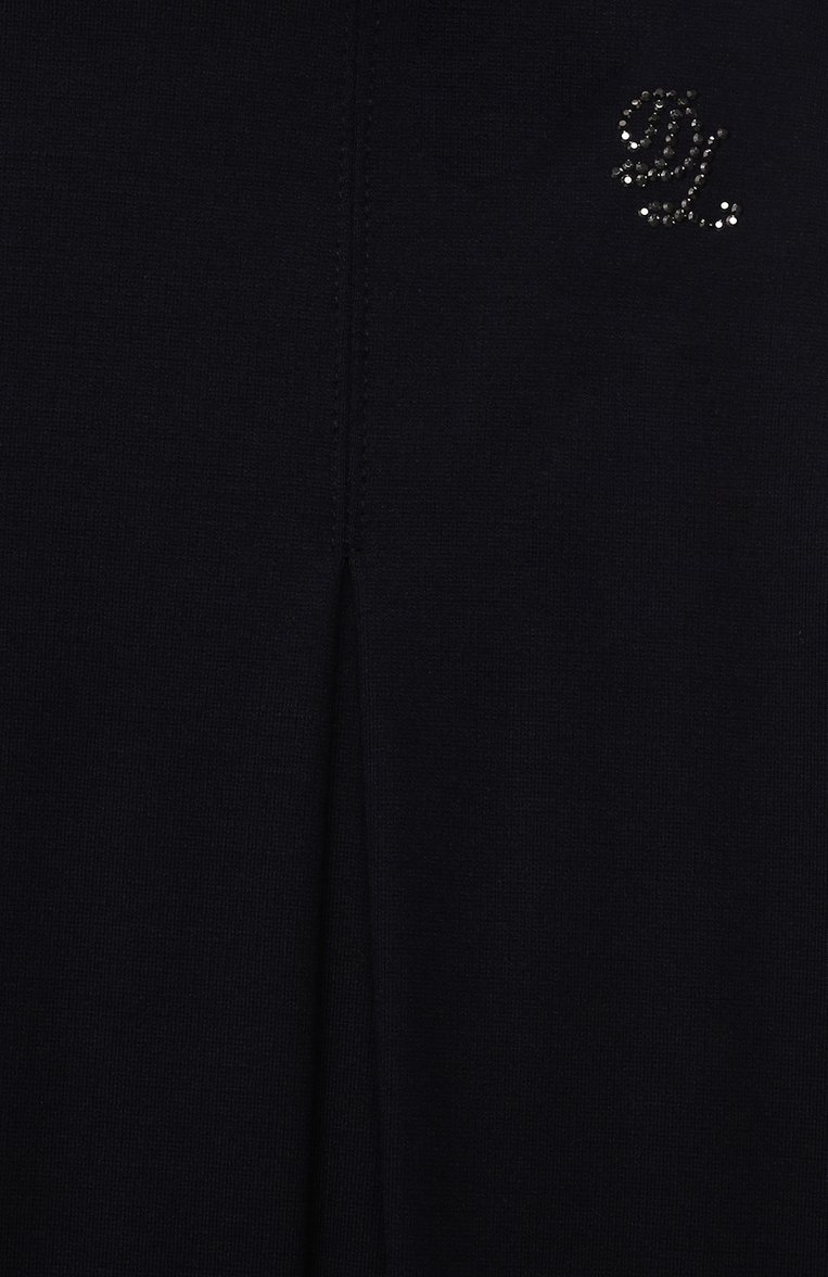 Детская юбка DAL LAGO темно-синего цвета, арт. R353A/8111/13-16 | Фото 3 (Случай: Повседневный; Материал сплава: Проставлено; Девочки-школьная форма: Юбки; Нос: Не проставлено; Стили: Классический; Материал подклада: Синтетический материал, Вискоза; Материал внешний: Вискоза; Ростовка одежда: 13 - 15 лет | 158 см, 16 лет | 164 см)