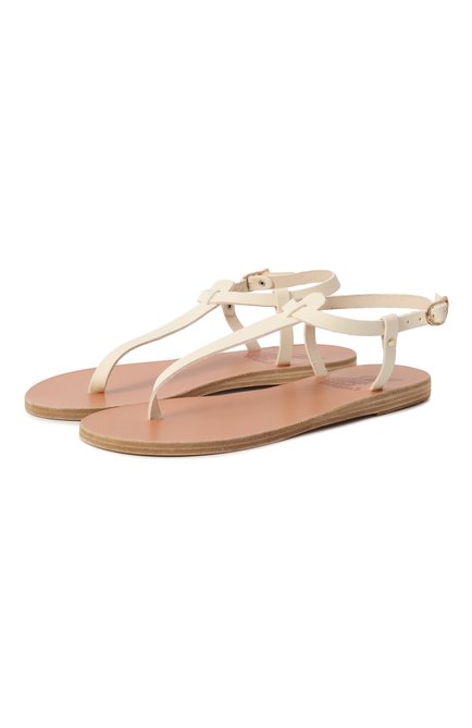 Женские кожаные сандалии lito ANCIENT GREEK SANDALS кремвого цвета, арт. LIT0/BLACK | Фото 1 (Материал внутренний: Натуральная кожа; Драгоценные камни: Проставлено; Материал внешний: Натуральная кожа; Подошва: Плоская; Материал сплава: Проставлено; Каблук высота: Низкий)