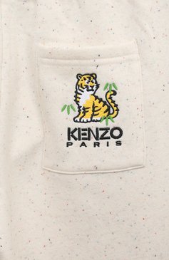 Детские джоггеры KENZO кремвого цвета, арт. K54014/6Y-12Y | Фото 3 (Материал внешний: Синтетический материал, Хлопок; Материал сплава: Проставлено; Нос: Не проставлено; Девочки Кросс-КТ: Брюки-спорт, Джоггеры-одежда)