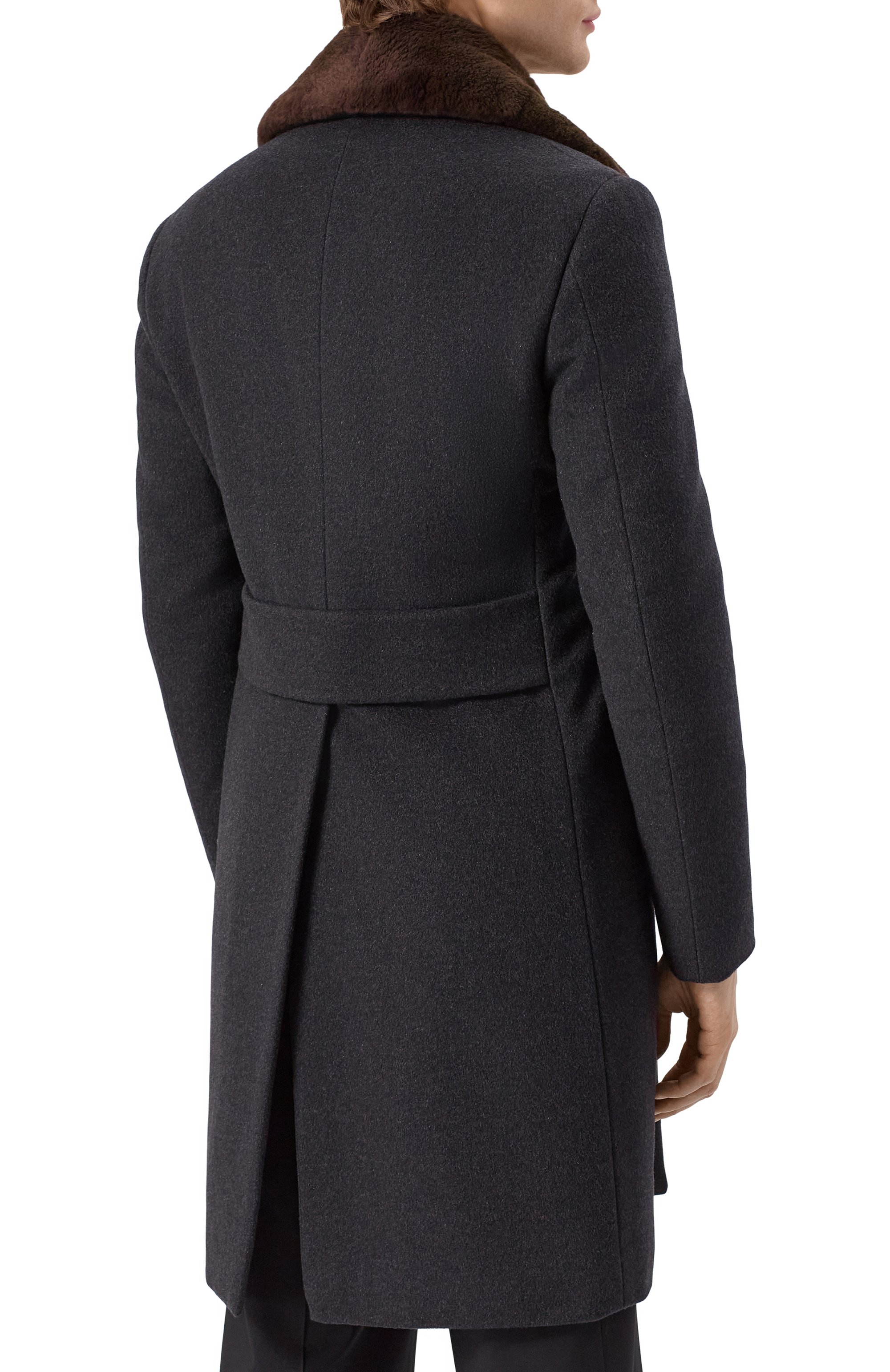 Кашемировое пальто с воротником из нутрии PRADA, арт. UC337D-1HM7-F0308-142, фото 4