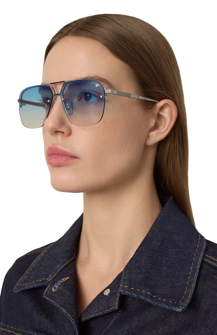 Женские солнцезащитные очки VINTAGE FRAMES голубого цвета, арт. FALC0N WHITE G0LD/PASTEL BLUE | Фото 3 (Нос: Не проставлено; Региональные ограничения белый список (Axapta Mercury): Не проставлено; Тип очков: С/з; Материал: Металл; Кросс-КТ: С/з-унисекс; Очки форма: Авиаторы; Оптика Гендер: оптика-унисекс)