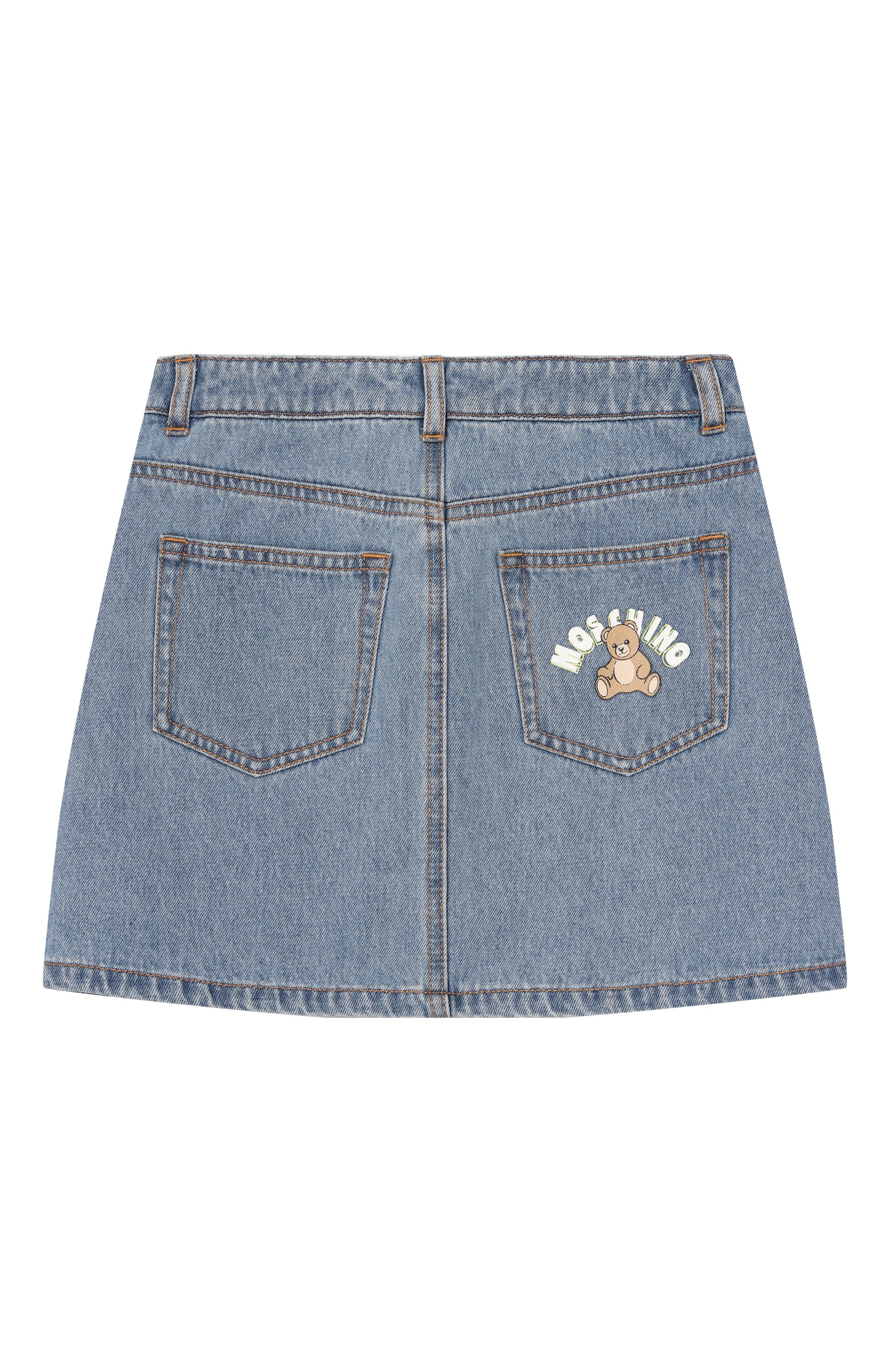 Джинсовая юбка MOSCHINO синего цвета по цене 19300 руб., арт. HDJ044/L0E35, фото 2 Джинсовая юбка MOSCHINO, арт. HDJ044/L0E35, фото 2