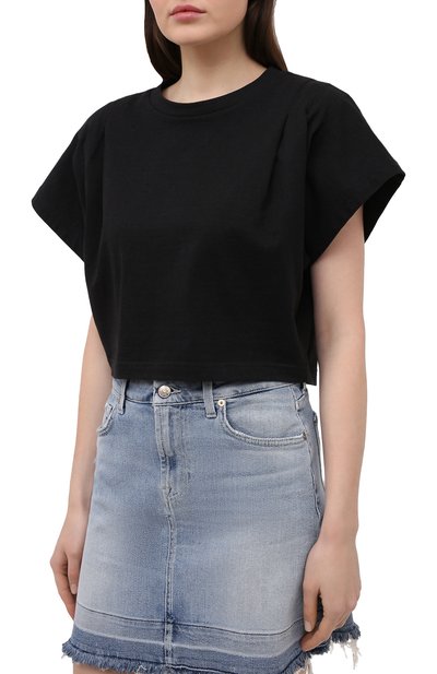 Хлопковая футболка ISABEL MARANT черного цвета по цене 26750 руб., арт. TS0779-21P027I/ZINALIA, фото 3 Хлопковая футболка ISABEL MARANT, арт. TS0779-21P027I/ZINALIA, фото 3