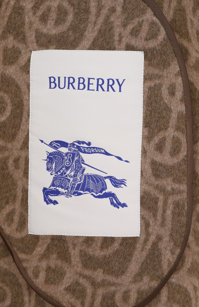Женское пальто из шерсти и кашемира BURBERRY темно-бежевого цвета, арт. 8101310 | Фото 7 (Длина (верхняя одежда): До середины бедра; Рукава: Длинные; Материал внешний: Шерсть; 1-2-бортные: Однобортные; Стили: Кэжуэл)